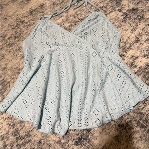 SHEIN Sky Blue Eyelet Camisole